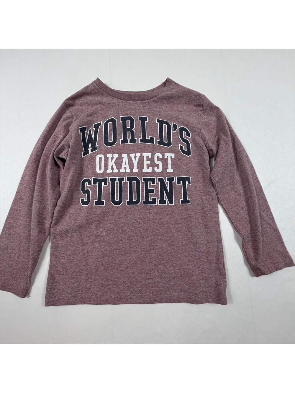 PLACE Kids Long Sleeve Shirt World's Okayest Student Size 5/6